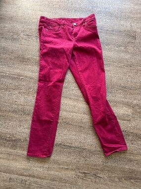 Kut from the Kloth Diana Skinny Jeans Raspberry Red Size 16